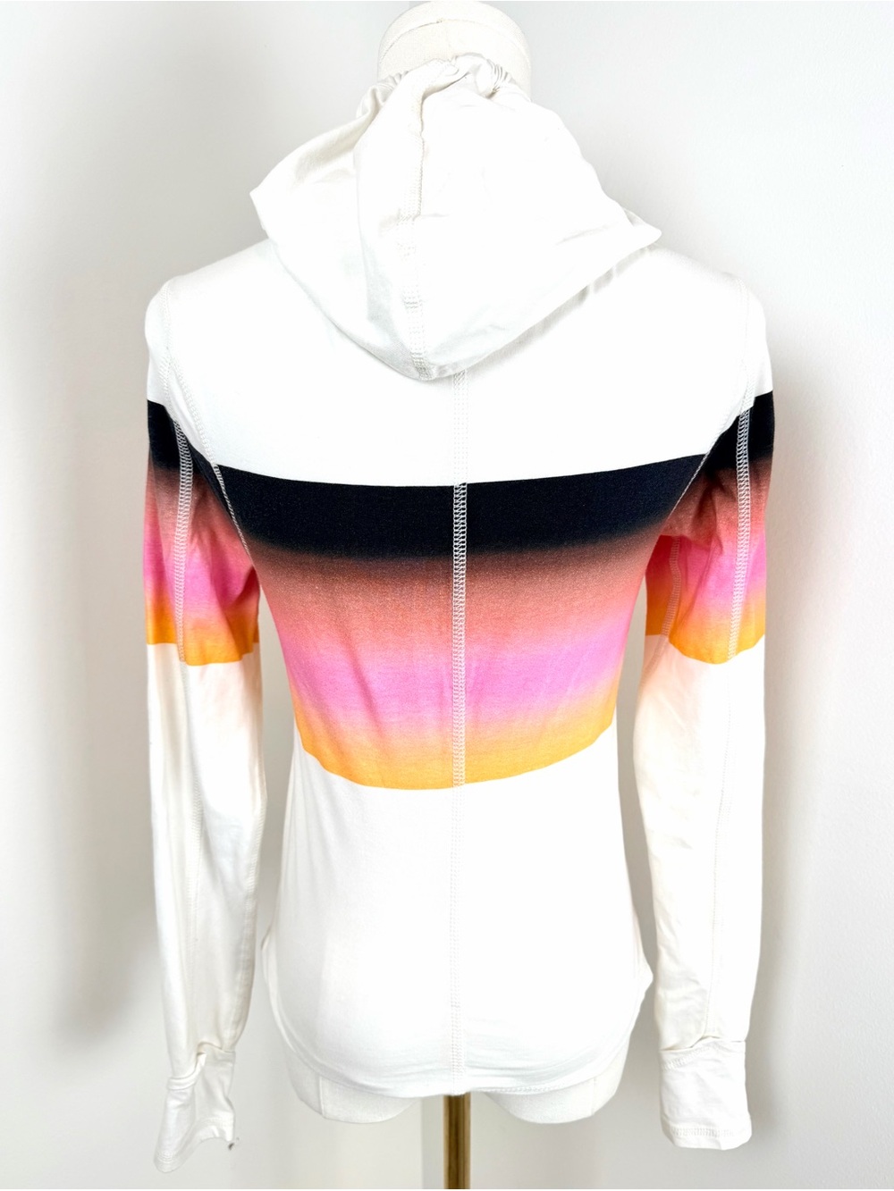 FP Movement by Free People White Hoodie with Ombre Stripe XS Lightweight - Picture 6 of 13